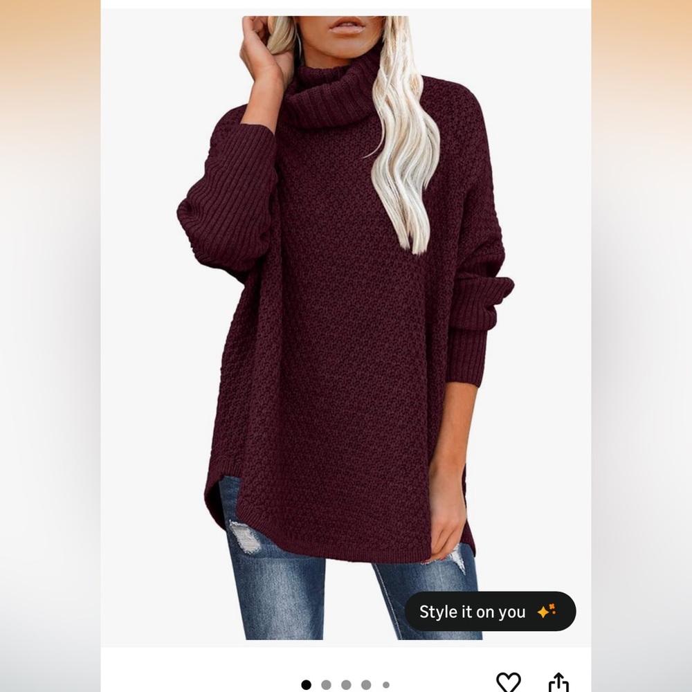 Cozy Turtleneck Knit Sweater - Burgundy